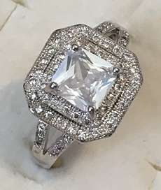 Gorgeous Cr. Diamond Engagement  Ring in 925 Sterling Silver Imported Filled Ring (Size 9)